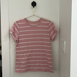 NEVER BEEN WORN womens small pink and white striped crew neck tee